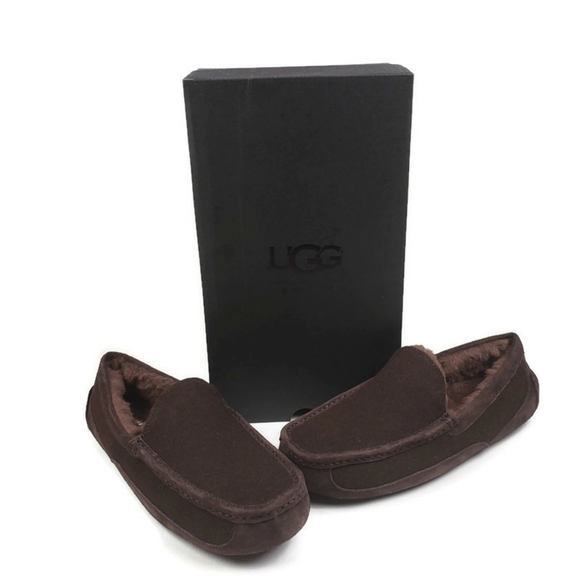 UGG Ascot Wool Suede Moc Toe Slippers Sz 10 - Picture 2 of 12